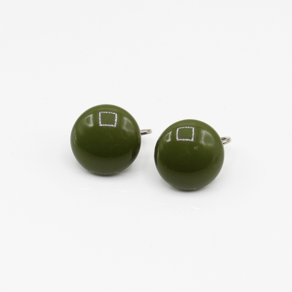 Vintage Jewelry - Vintage enamel button clip earrings